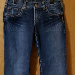 Silver Dark Wash Boot-Cut Pioneer Style Jeans